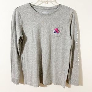 Vineyard Vines 100% Cotton Long-Sleeve Snowboarding Whale Graphic Pocket T-Shirt